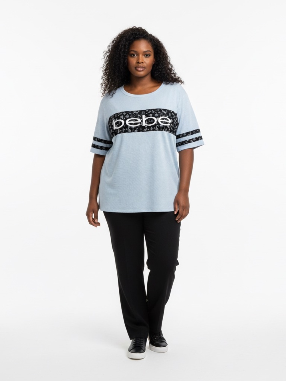 Bebe Sport 3X Gray Textured Logo Tee Oversized Athleisure Top Plus Size - Picture 12 of 12